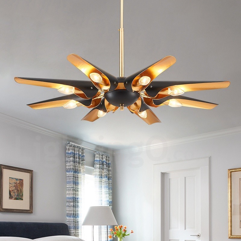 8 ライト レトロ 素朴 高級 アルミ合金 ペンダント ランプ シャンデリア アルミ合金 シェード付き