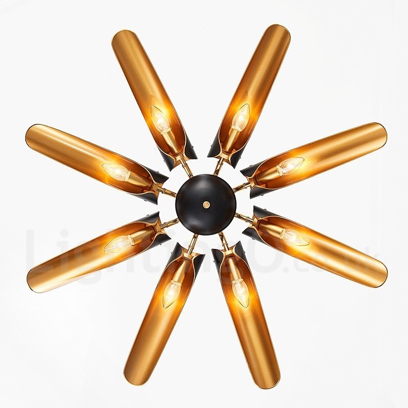 8 ライト レトロ 素朴 高級 アルミ合金 ペンダント ランプ シャンデリア アルミ合金 シェード付き