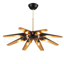 8 ライト レトロ 素朴 高級 アルミ合金 ペンダント ランプ シャンデリア アルミ合金 シェード付き