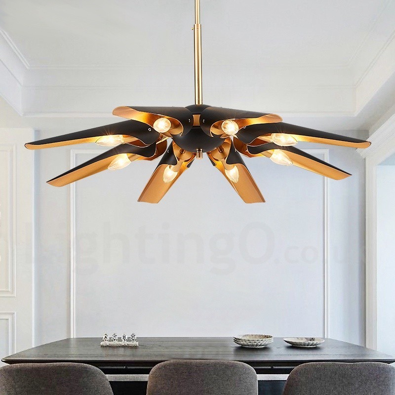 8 ライト レトロ 素朴 高級 アルミ合金 ペンダント ランプ シャンデリア アルミ合金 シェード付き