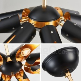 8 ライト レトロ 素朴 高級 アルミ合金 ペンダント ランプ シャンデリア アルミ合金 シェード付き