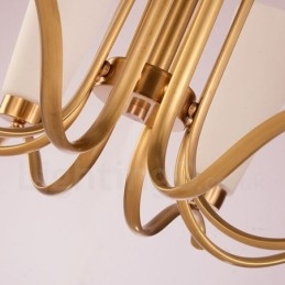 8 ライト レトロ 素朴 高級 真鍮 ペンダント ランプ シャンデリア ガラス シェード付き