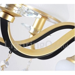 8 ライト レトロ 素朴な高級クリスタル ペンダント ランプ シャンデリア ガラス シェード付き