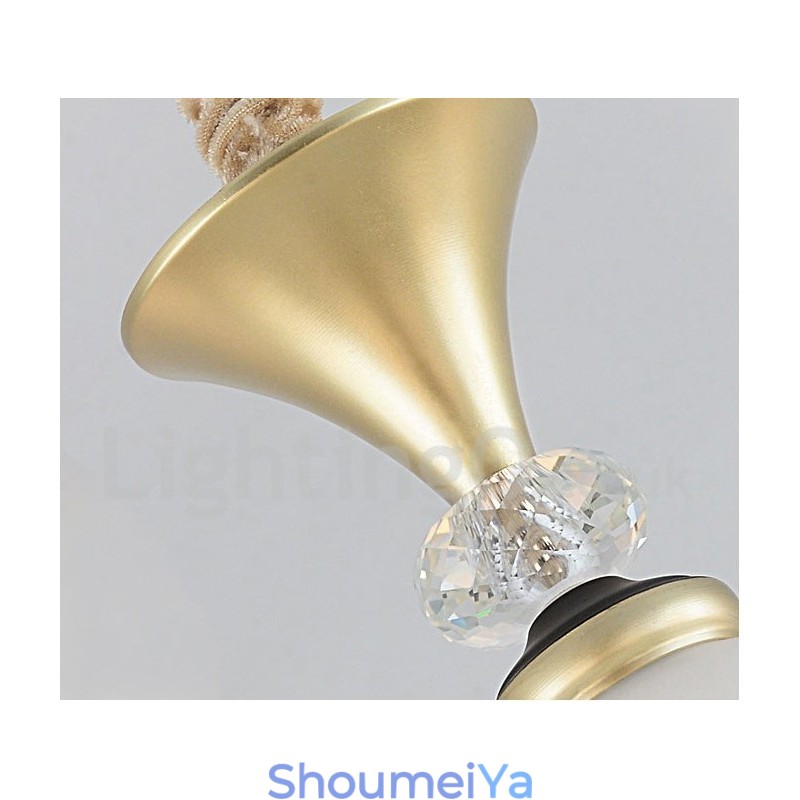 レトロで素朴な高級クリスタルペンダントランプ ガラスシェード付きシャンデリア