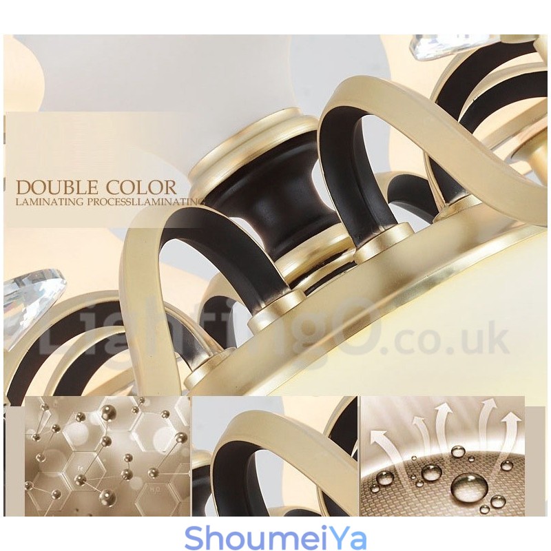 レトロで素朴な高級クリスタルペンダントランプ ガラスシェード付きシャンデリア