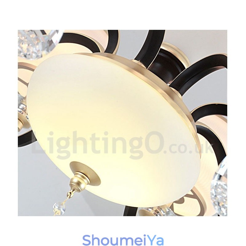 レトロで素朴な高級クリスタルペンダントランプ ガラスシェード付きシャンデリア