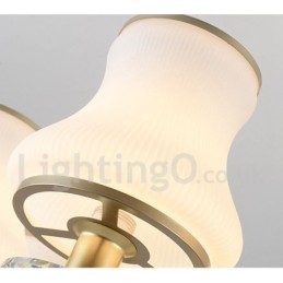 12 ライト レトロ 素朴な高級クリスタル ペンダント ランプ シャンデリア ガラス シェード付き