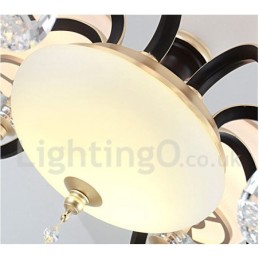 12 ライト レトロ 素朴な高級クリスタル ペンダント ランプ シャンデリア ガラス シェード付き