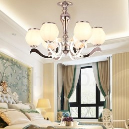 6 ライト モダン コンテンポラリー 高級ペンダント ランプ シャンデリア ガラス シェード付き