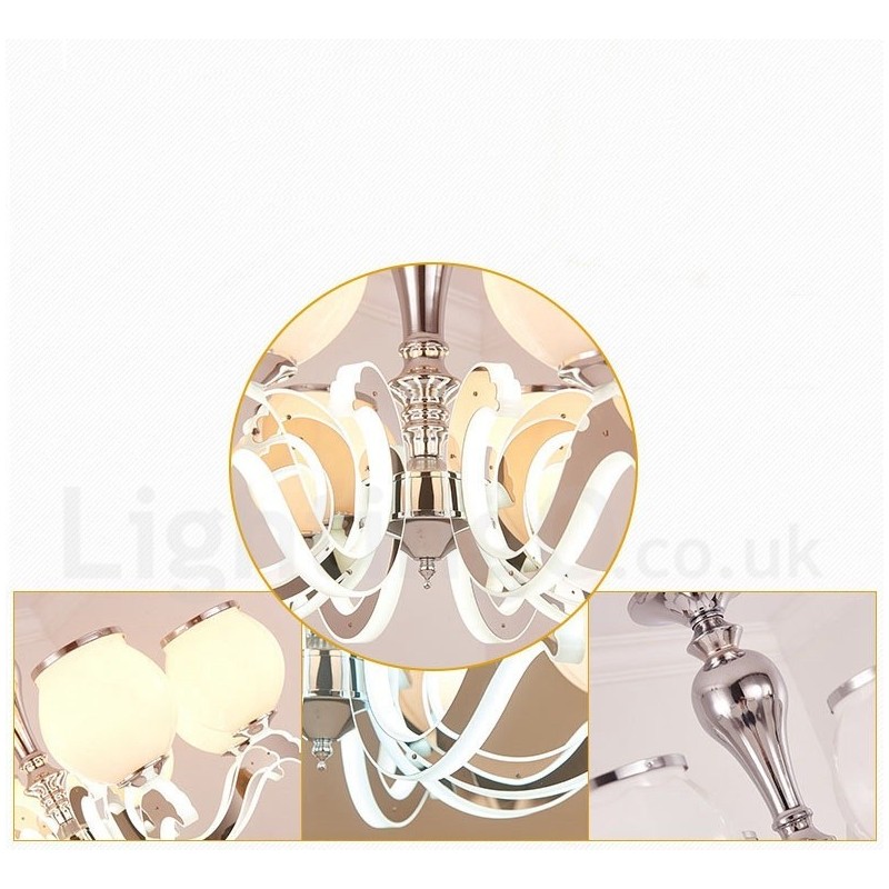 6 ライト モダン コンテンポラリー 高級ペンダント ランプ シャンデリア ガラス シェード付き