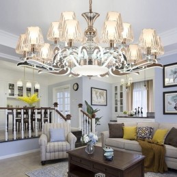 レトロで素朴な高級クリスタルペンダントランプ ガラスシェード付きシャンデリア