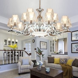 レトロで素朴な高級クリスタルペンダントランプ ガラスシェード付きシャンデリア