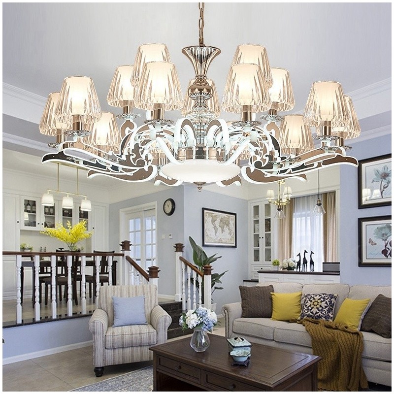 レトロで素朴な高級クリスタルペンダントランプ ガラスシェード付きシャンデリア