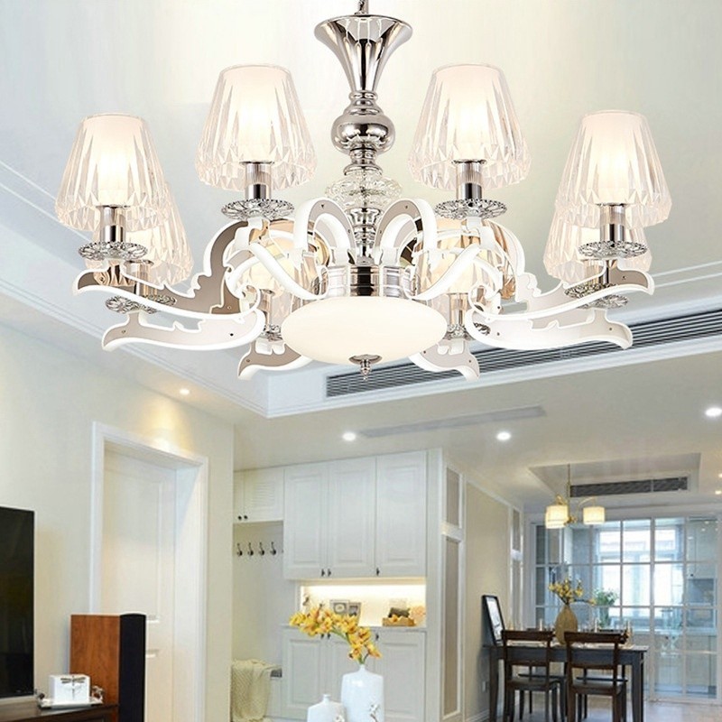 レトロで素朴な高級クリスタルペンダントランプ ガラスシェード付きシャンデリア