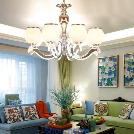 8 ライト モダン コンテンポラリー 高級ペンダント ランプ シャンデリア ガラス シェード付き