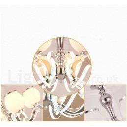 8 ライト モダン コンテンポラリー 高級ペンダント ランプ シャンデリア ガラス シェード付き