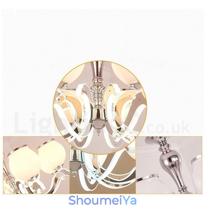 8 ライト モダン コンテンポラリー 高級ペンダント ランプ シャンデリア ガラス シェード付き