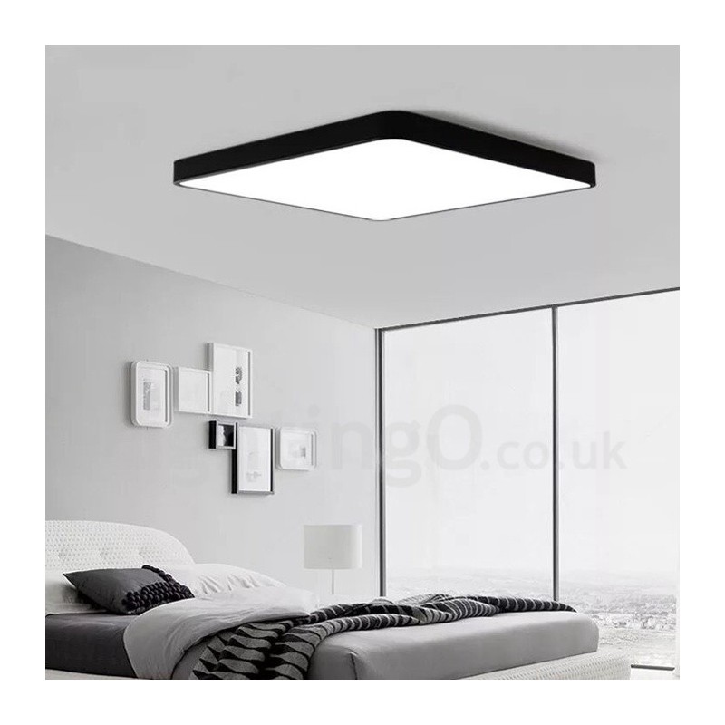 調光可能なモダンで現代的な北欧スタイルのフラッシュマウント天井ライト、アクリルシェード、リモコン付き