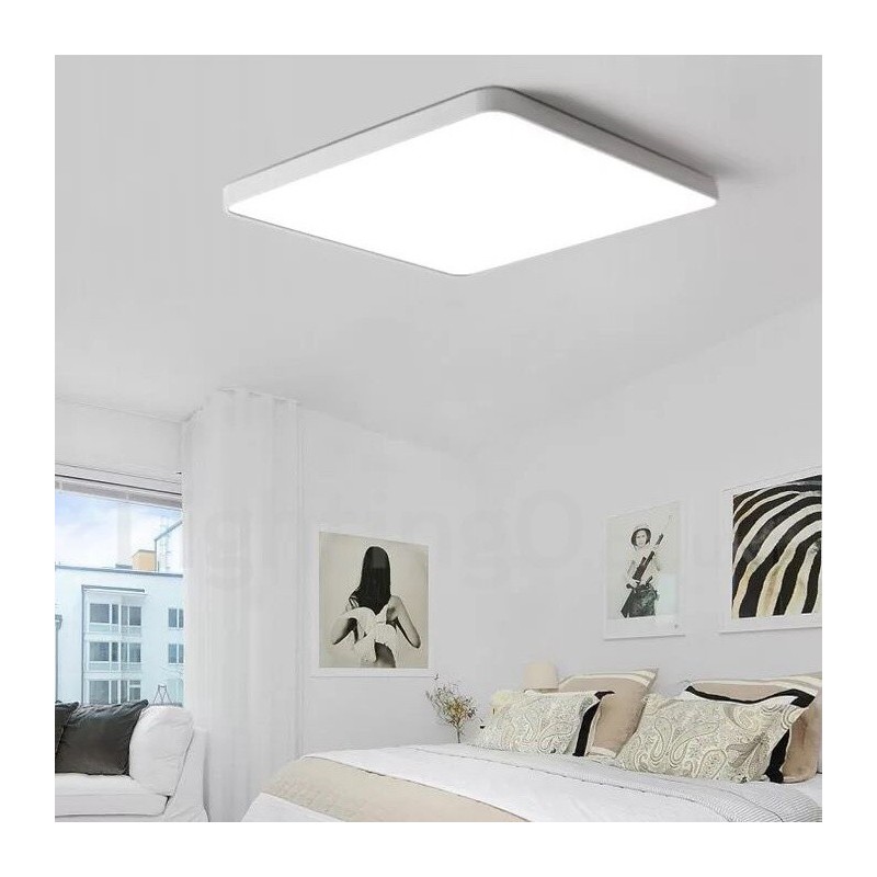 調光可能なモダンで現代的な北欧スタイルのフラッシュマウント天井ライト、アクリルシェード、リモコン付き