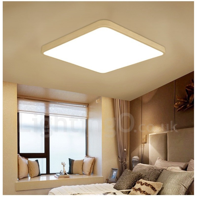 調光可能なモダンで現代的な北欧スタイルのフラッシュマウント天井ライト、アクリルシェード、リモコン付き
