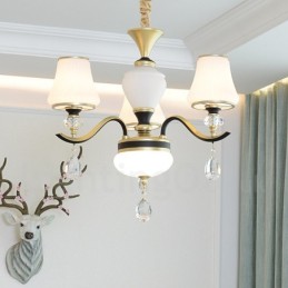 モダンで現代的なレトロな高級クリスタルペンダントランプシャンデリアガラスシェード付き