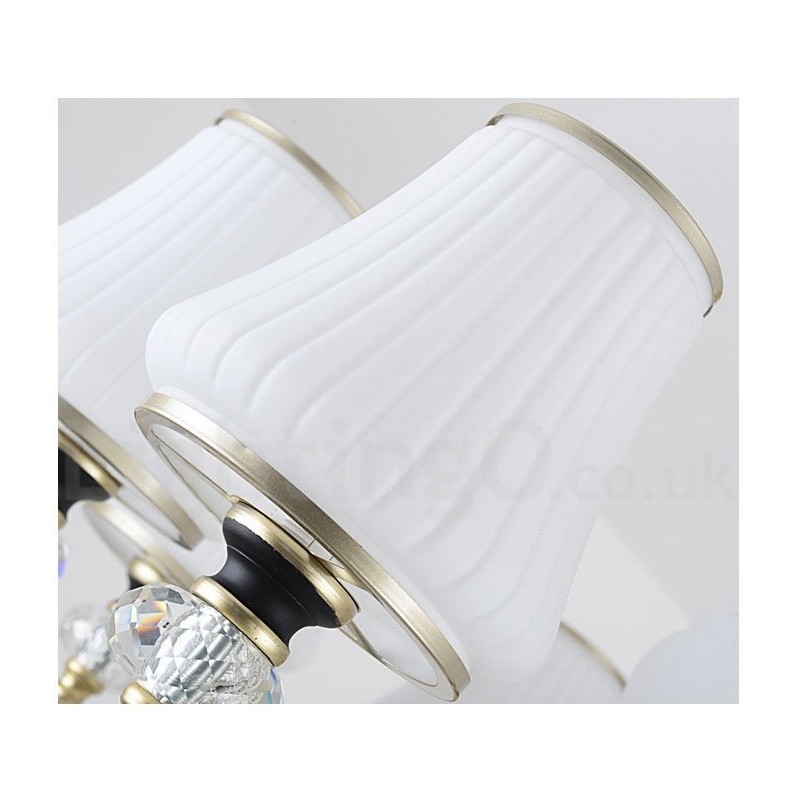 モダンで現代的なレトロな高級クリスタルペンダントランプシャンデリアガラスシェード付き