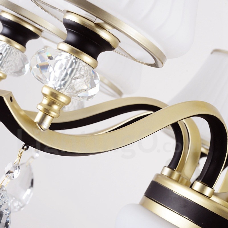 モダンで現代的なレトロな高級クリスタルペンダントランプシャンデリアガラスシェード付き