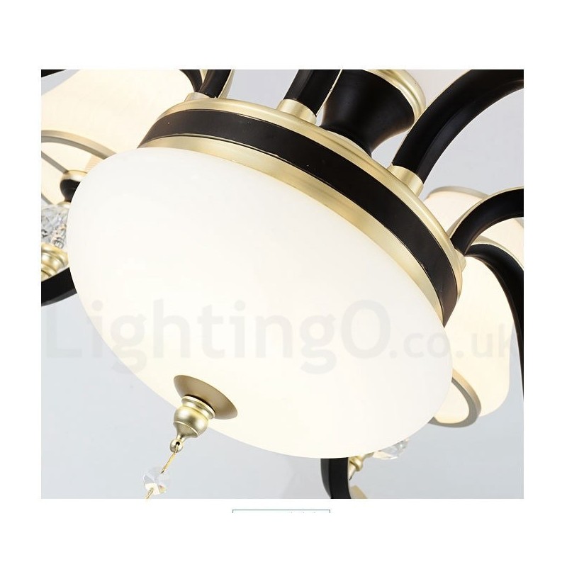 モダンで現代的なレトロな高級クリスタルペンダントランプシャンデリアガラスシェード付き