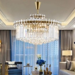 モダンコンテンポラリー 9 ライト スチール ペンダント ライト クリスタル シェード付き