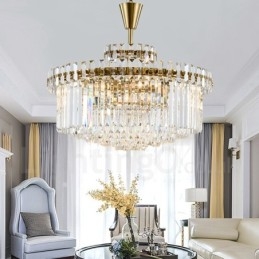 モダンコンテンポラリー 9 ライト スチール ペンダント ライト クリスタル シェード付き