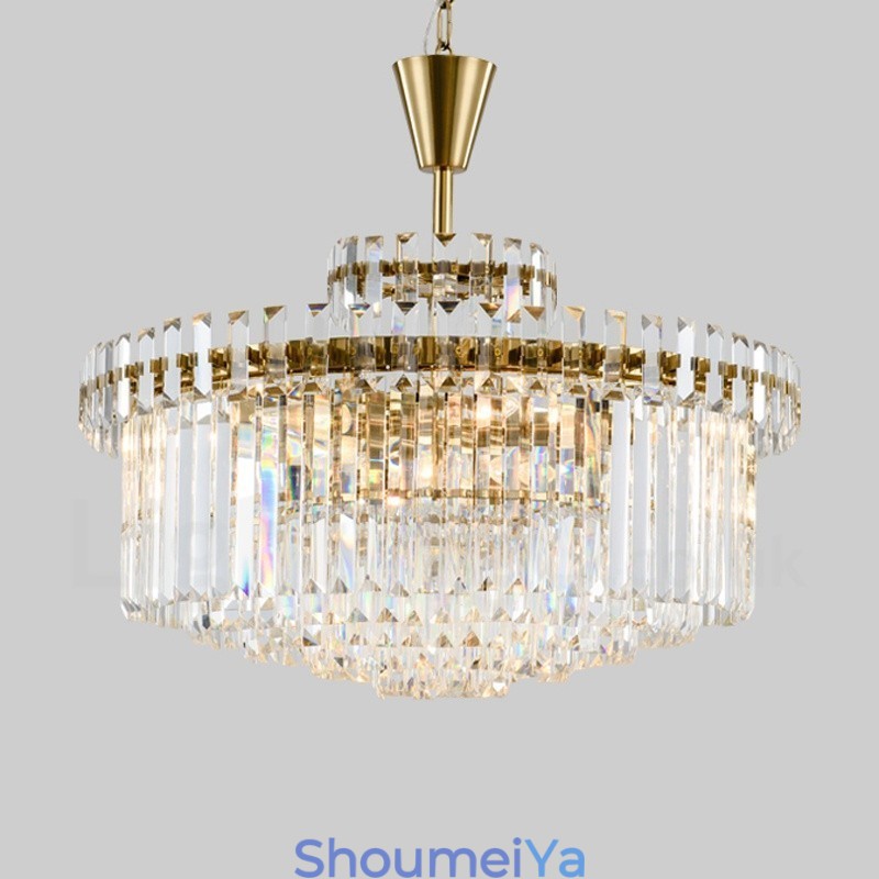 モダンコンテンポラリー 9 ライト スチール ペンダント ライト クリスタル シェード付き