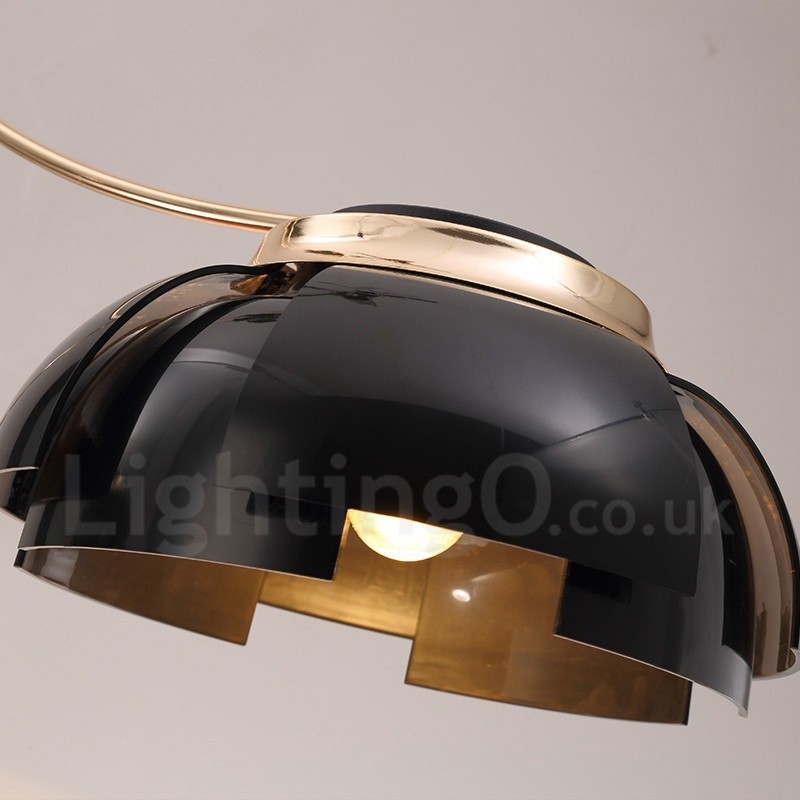 アクリルシェード付きモダンコンテンポラリー5ライトスチールシャンデリア