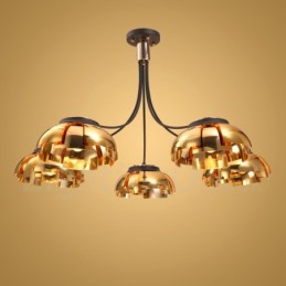 アクリルシェード付きモダンコンテンポラリー5ライトスチールシャンデリア