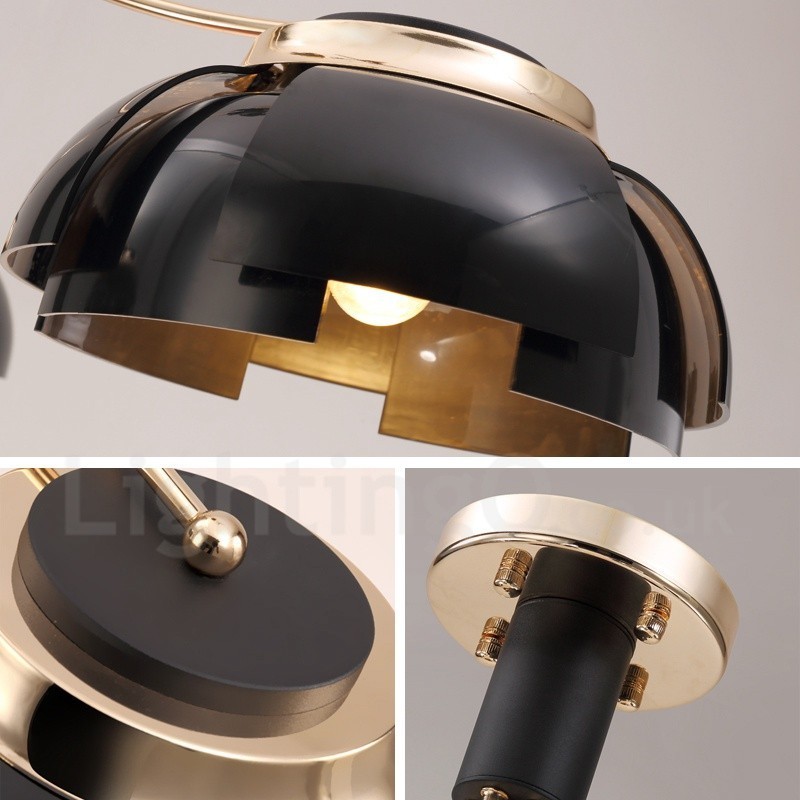 アクリルシェード付きモダンコンテンポラリー3ライトスチールシャンデリア