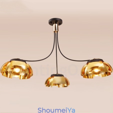 アクリルシェード付きモダンコンテンポラリー3ライトスチールシャンデリア