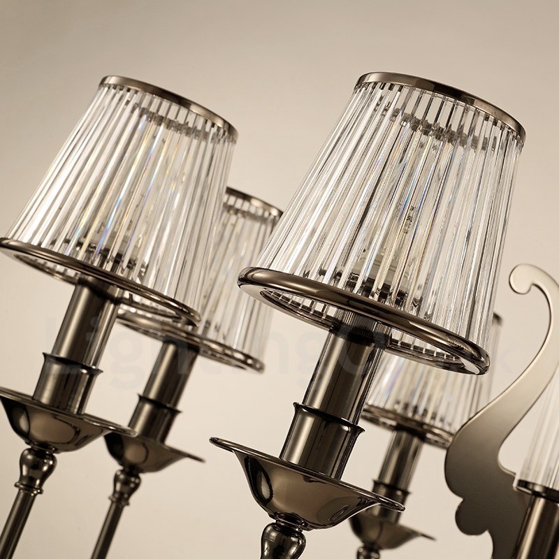 モダンコンテンポラリー 8 ライト スチール シャンデリア アクリル シェード付き