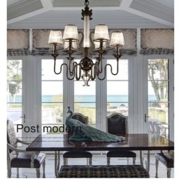 モダンコンテンポラリー 6 ライト スチール シャンデリア アクリル シェード付き