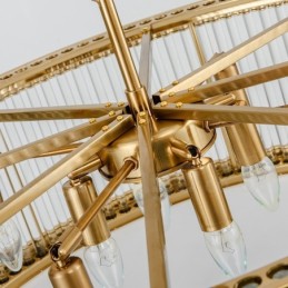 モダンで現代的な 8 ライト スチール ペンダント ライト、クリスタル アクリル シェード付き