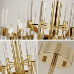 モダンコンテンポラリー 8 ライト メタル シャンデリア クリスタル シェード付き