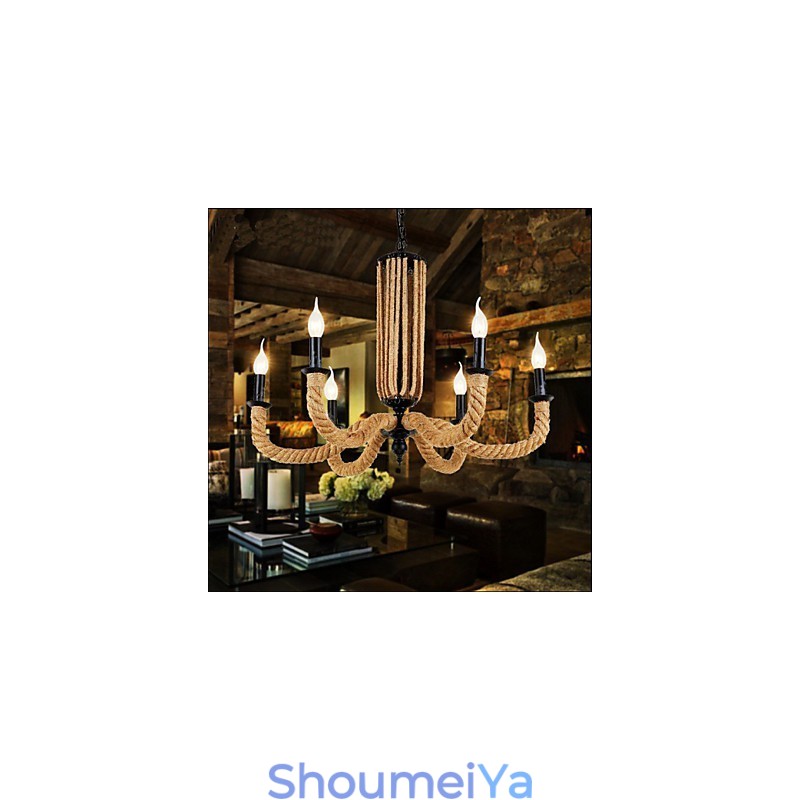 レトロロープシャンデリアアイアンランプ