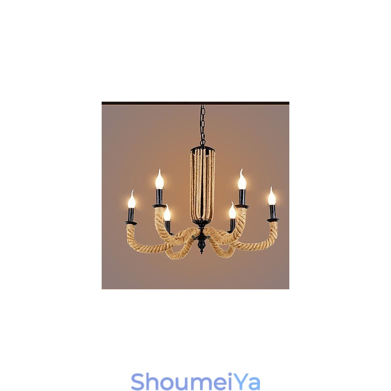 レトロロープシャンデリアアイアンランプ