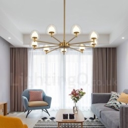 モダンコンテンポラリー 9 ライトメタルシャンデリア アクリルシェード付き