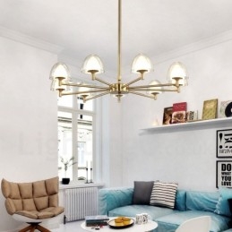 モダンコンテンポラリー 9 ライトメタルシャンデリア アクリルシェード付き