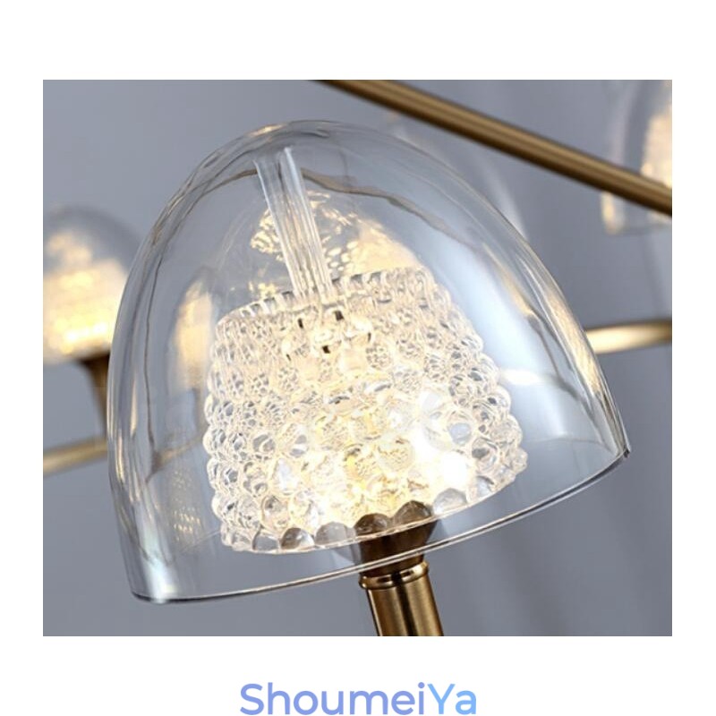 モダンコンテンポラリー 9 ライトメタルシャンデリア アクリルシェード付き