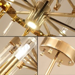 モダンコンテンポラリー 18 ライト アルミ合金シャンデリア クリスタルシェード付き