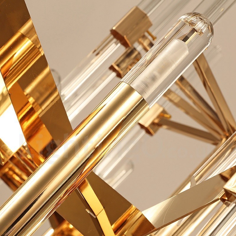 モダンコンテンポラリー 18 ライト アルミ合金シャンデリア クリスタルシェード付き