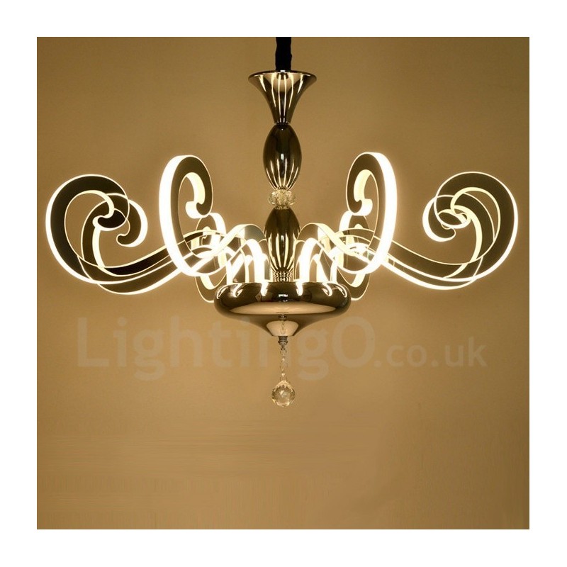 モダンコンテンポラリー 12 ライト スチール シャンデリア アクリル シェード付き