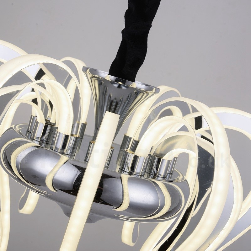 モダンコンテンポラリー 20 ライト スチール シャンデリア アクリル シェード付き