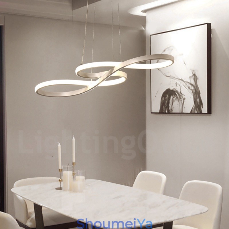 モダンで現代的なライトアルミ合金ペンダントライト、アクリルシェード付き