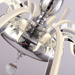 調光可能なモダンコンテンポラリー6ライトスチールシャンデリア、アクリルシェード付き